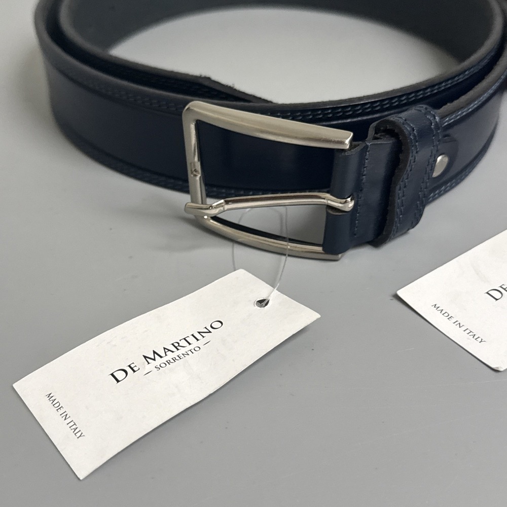 Lot 2 NWT De Martino Sorrento Genuine Leather Belts Blue Brown Size 45 Italy - Picture 4 of 7